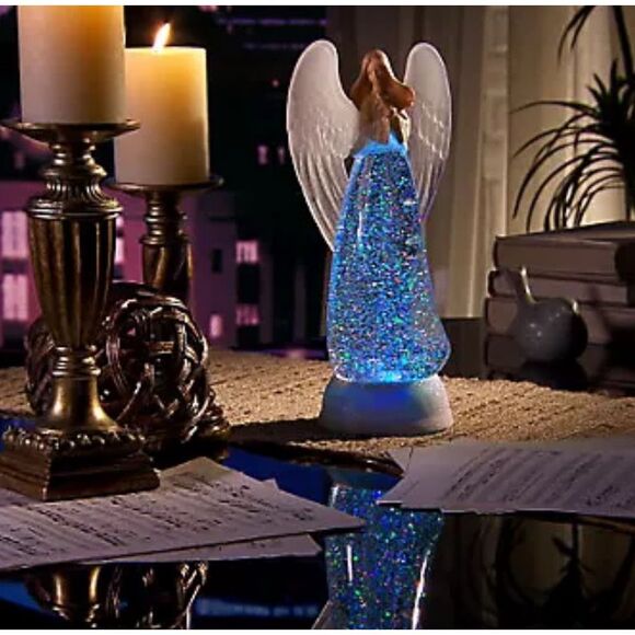 12" Battery Operated Holiday Angel Figure Glitter Light by Valerie NWT - Picture 1 of 8